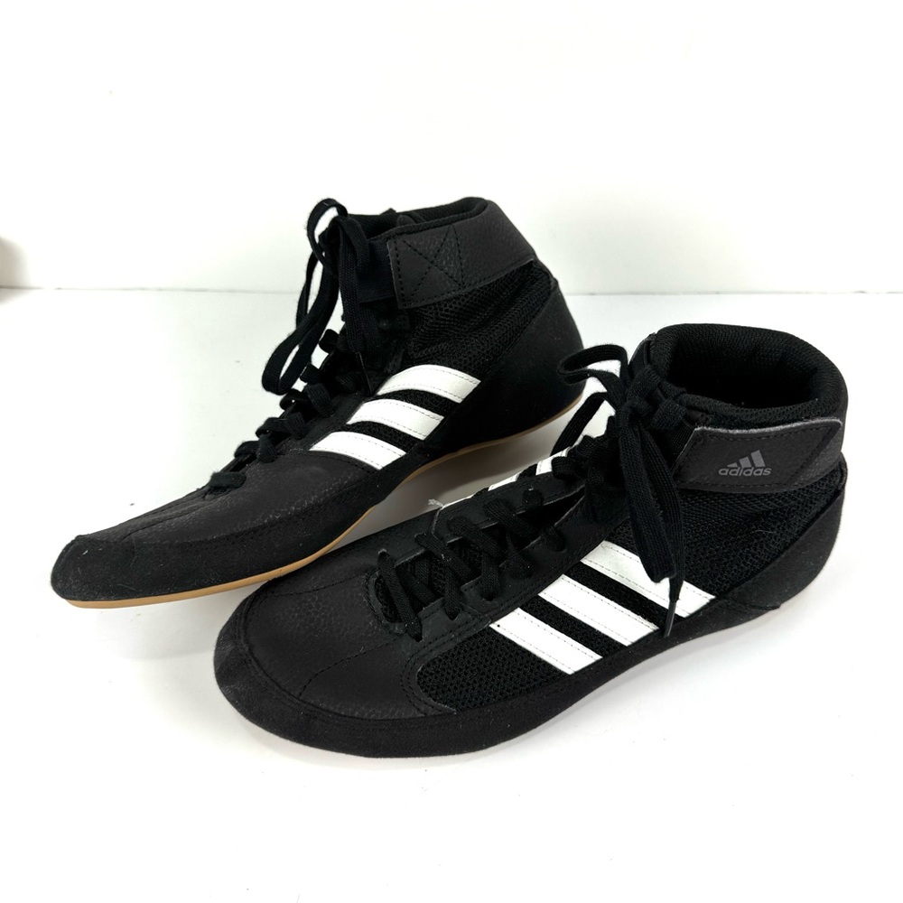 Adidas HVC 2 Mens Size 7.5 Black Suede White Athletic Wrestling Shoes Sneakers - Picture 3 of 6